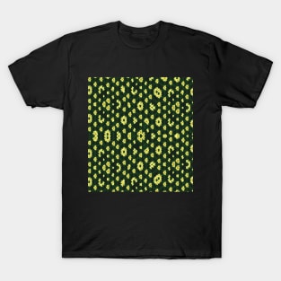 Yellow Flower on a green background pattern T-Shirt